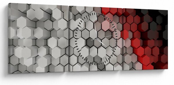 Tablou - 3D hexagoane (cu ceas) (90x30 cm)