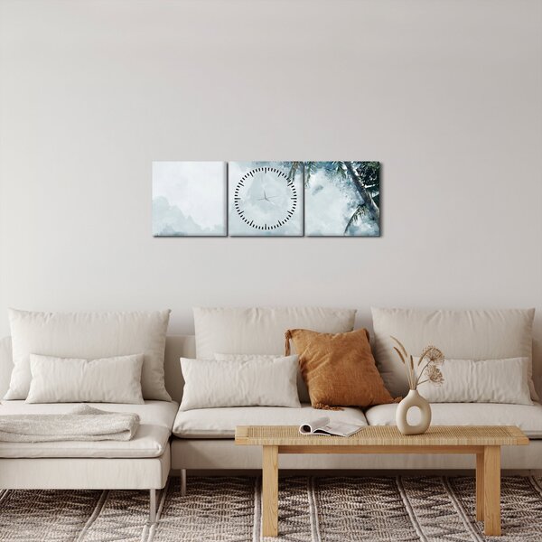Tablou - Palmier lângă mare (cu ceas) (90x30 cm)