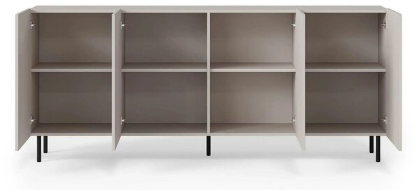 Comoda PAXOS KM-2, casmir/negru, PAL laminat/otel, 180x40x84 cm
