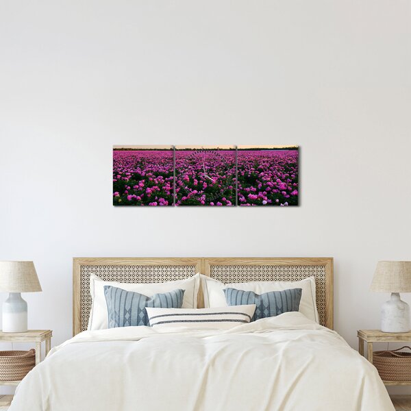 Tablou - Pajiștea cu lalele violet (cu ceas) (90x30 cm)