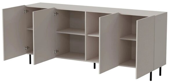 Comoda PAXOS KM-2, casmir/negru, PAL laminat/otel, 180x40x84 cm