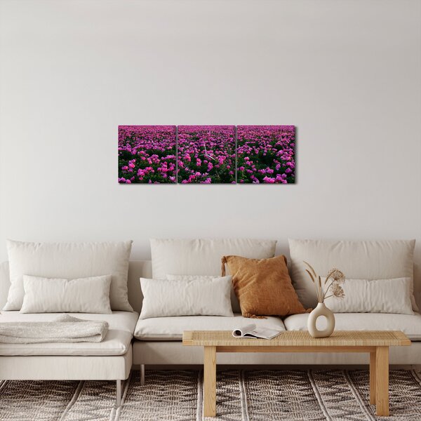 Tablou - Pajiștea cu lalele violet (cu ceas) (90x30 cm)