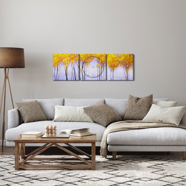 Tablou - Copaci galbeni (cu ceas) (90x30 cm)