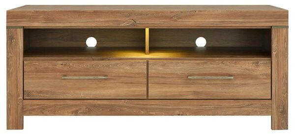 Comoda TV GENT, stejar, PAL, cu iluminare LED, 139x54x60 cm