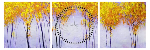 Tablou - Copaci galbeni (cu ceas) (90x30 cm)