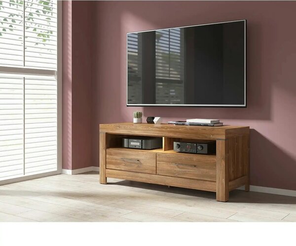 Comoda TV GENT, stejar, PAL, cu iluminare LED, 139x54x60 cm