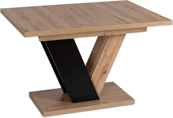 Masă sufragerie extensibilă Comentado (stejar artisan + negru) (pentru 4-6 persoane). 1119013