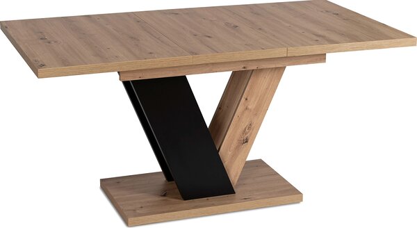 Masă sufragerie extensibilă Comentado (stejar artisan + negru) (pentru 4-6 persoane). 1119013