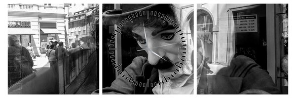 Tablou - Charles Chaplin la Praga (cu ceas) (90x30 cm)
