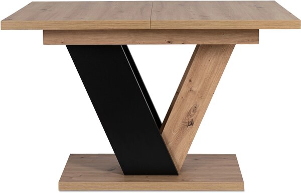 Masă sufragerie extensibilă Comentado (stejar artisan + negru) (pentru 4-6 persoane). 1119013
