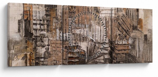Tablou - Abstract, nuanțe maro (cu ceas) (90x30 cm)