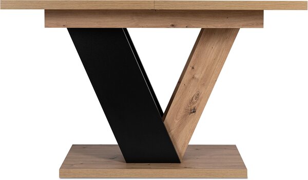 Masă sufragerie extensibilă Comentado (stejar artisan + negru) (pentru 4-6 persoane). 1119013
