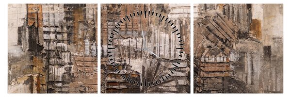 Tablou - Abstract, nuanțe maro (cu ceas) (90x30 cm)
