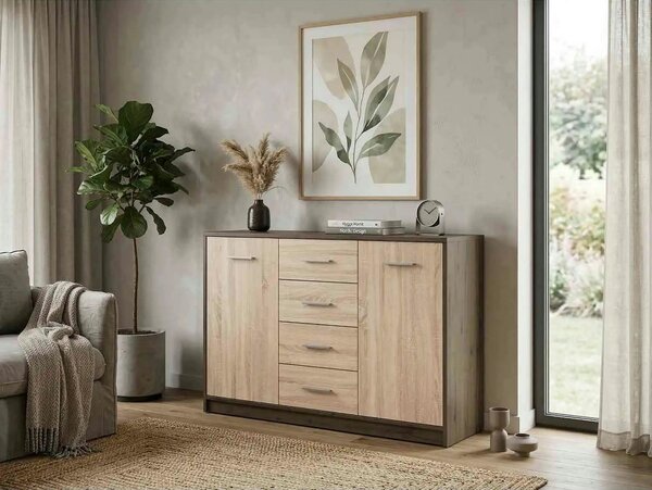 Comoda NEPO PLUS, stejar nobil/stejar sonoma, PAL laminat, 119x34x84 c