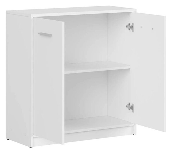 Comoda NEPO PLUS, alb, PAL laminat, cu 2 usi, 80x34x84 cm