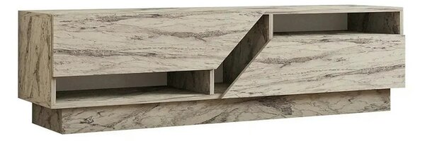 Comoda TV KOZA, bej cu efect de marmura, PAL melaminat, 160x40x45 cm