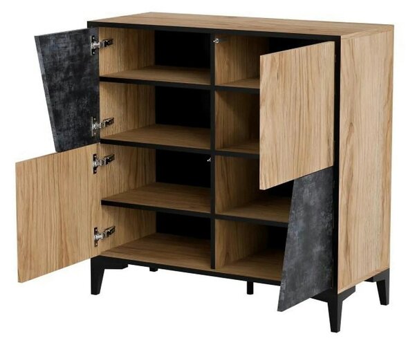 Comoda OVO, stejar/gri beton, PAL laminat, 90x38x90 cm