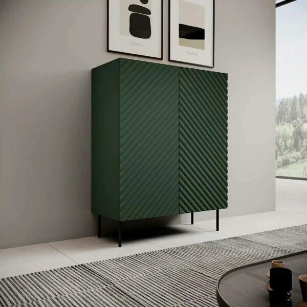Comoda ONDA, verde inchis/stejar, PAL laminat, 98x45x127 cm