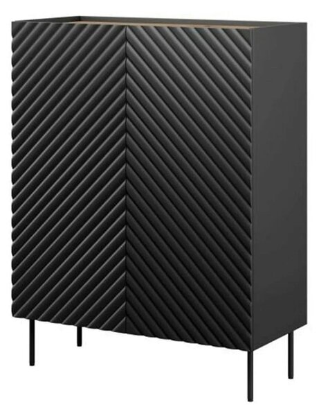 Comoda ONDA, negru/stejar, PAL laminat, 98x45x127 cm