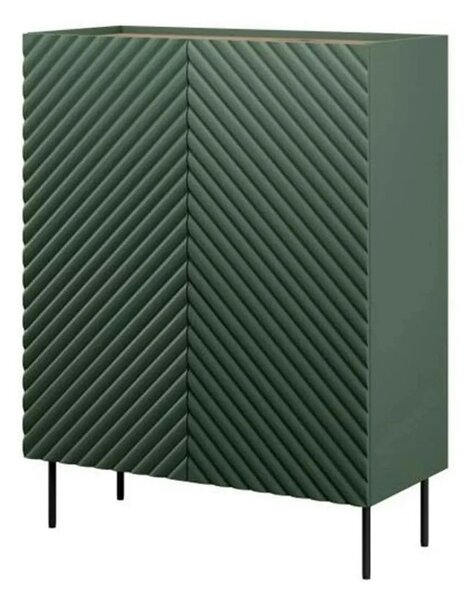 Comoda ONDA, verde inchis/stejar, PAL laminat, 98x45x127 cm