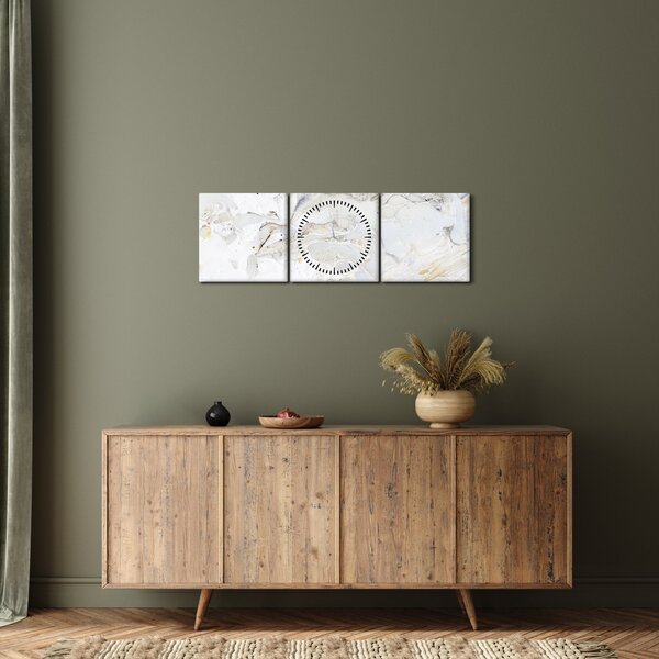 Tablou - Hârtie de ulei cu design de marmură (cu ceas) (90x30 cm)