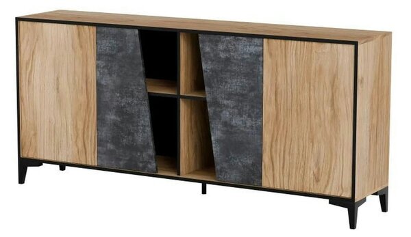 Comoda OVO, stejar/gri beton, PAL laminat, 180x38x83 cm