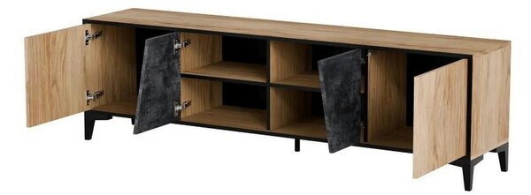 Comoda TV OVO, stejar/gri beton, PAL laminat, 180x38x53 cm