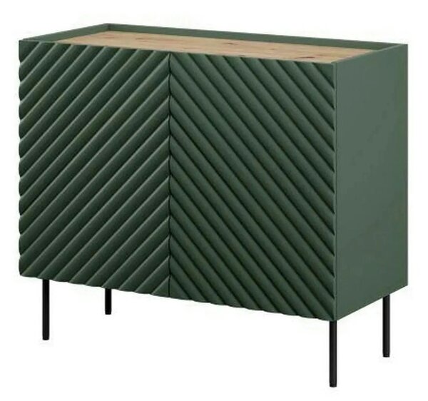 Comoda ONDA, verde inchis/stejar, PAL laminat, 98x45x85 cm