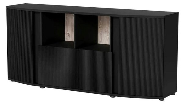 Comoda MICHELLE, negru/stejar, PAL laminat, 178x47x82 cm