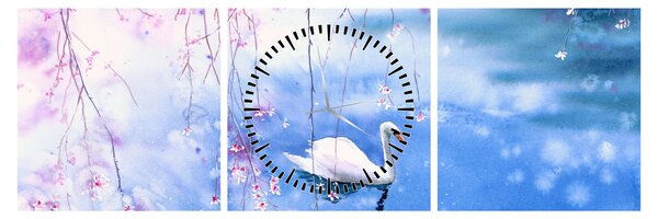 Tablou - Lacul magic (cu ceas) (90x30 cm)