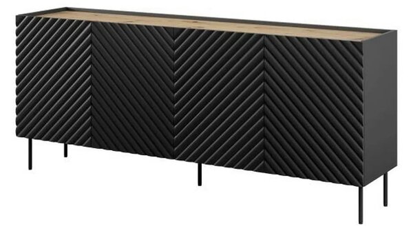 Comoda ONDA, negru/stejar, PAL laminat, 200x45x85 cm