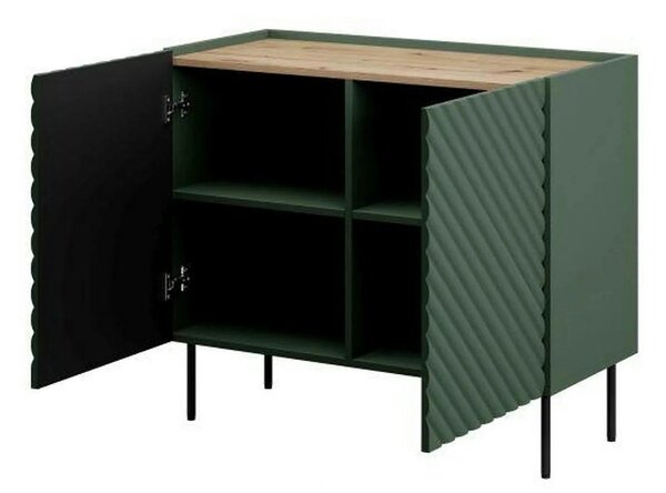 Comoda ONDA, verde inchis/stejar, PAL laminat, 98x45x85 cm