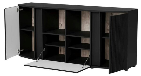 Comoda MICHELLE, negru/stejar, PAL laminat, 178x47x82 cm