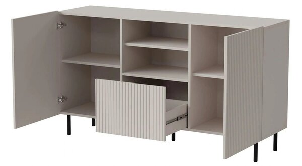 Comoda PAXOS KM-1, casmir/negru, PAL laminat/otel, 150x40x84 cm