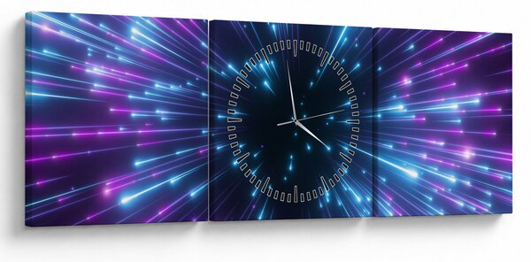 Tablou - Spațiu neon (cu ceas) (90x30 cm)