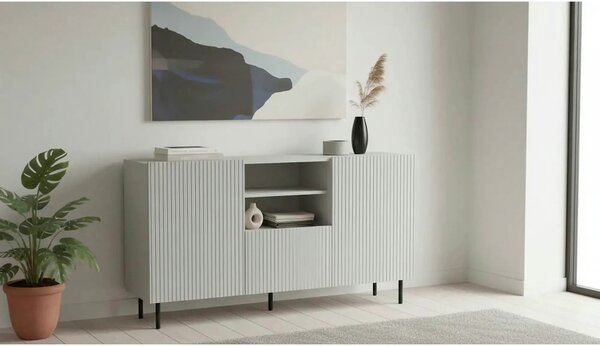Comoda PAXOS KM-1, casmir/negru, PAL laminat/otel, 150x40x84 cm