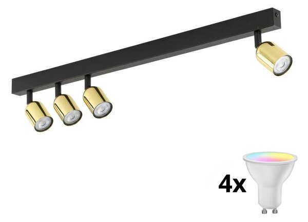 LED RGBW spot reglabil TOP 4xGU10/6,5W/230V 2700-6500K negru/auriu