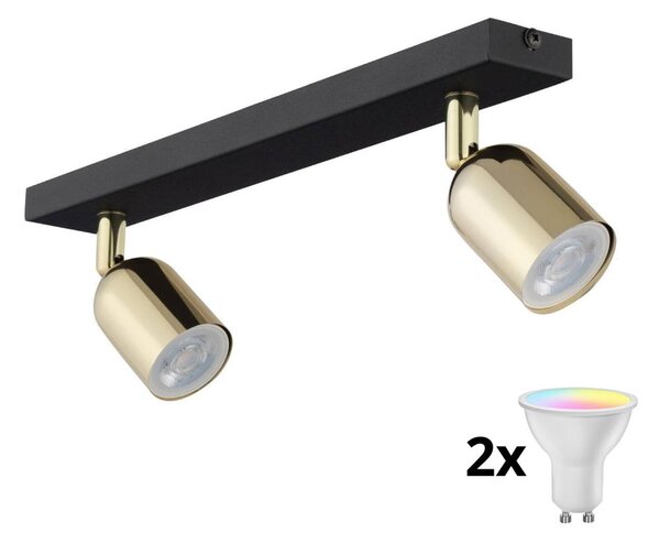 Spot LED RGBW dimabil TOP 2xGU10/6,5W/230V 2700-6500K negru/auriu