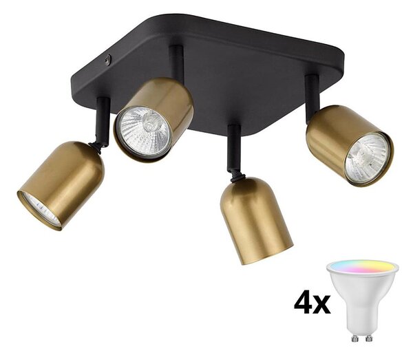 LED RGBW dimmabil spot TOP 4xGU10/6,5W/230V 2700-6500K auriu/negru