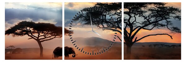 Tablou - Parcul Național Serengeti, Tanzania, Africa (cu ceas) (90x30 cm)