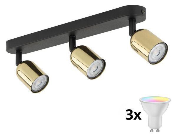 Spot LED RGBW reglabil TOP 3xGU10/6,5W/230V 2700-6500K negru/auriu