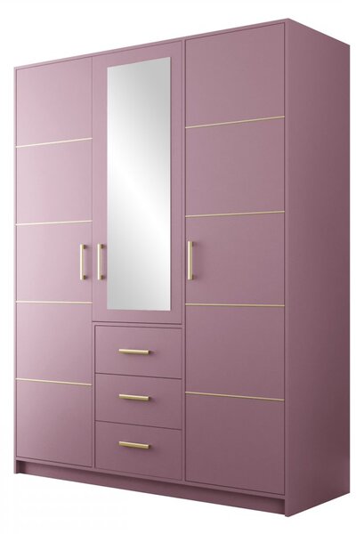 Dulap de haine cu suprastructură Lenona II D3 (prun + auriu) (cu oglindă). 1105680