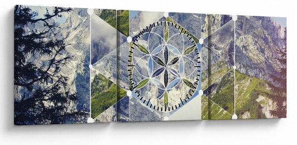 Tablou - Model geometric (cu ceas) (90x30 cm)