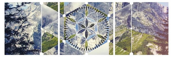 Tablou - Model geometric (cu ceas) (90x30 cm)