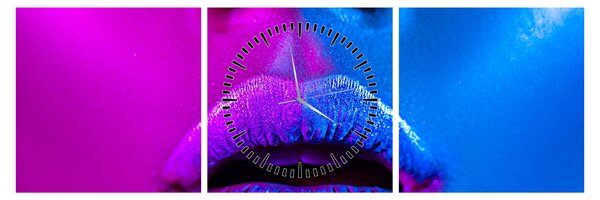 Tablou - Imaginea buzelor colorate (cu ceas) (90x30 cm)