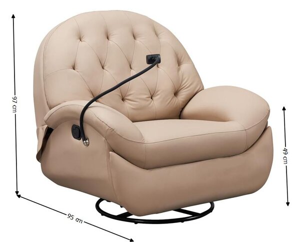 Fotoliul cu Recliner KJLC041 Bej, cu suport de telefon