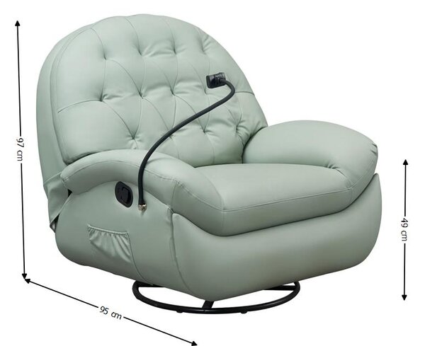 Fotoliul cu Recliner KJLC041 Verde, cu suport de telefon