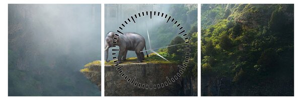 Tablou - Elefant în vârful Taj Mahalului (cu ceas) (90x30 cm)