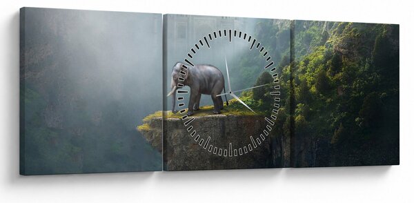 Tablou - Elefant în vârful Taj Mahalului (cu ceas) (90x30 cm)