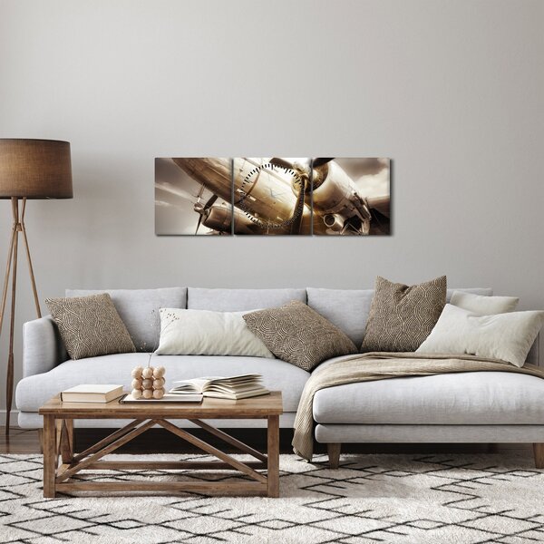 Tablou - Avion (cu ceas) (90x30 cm)